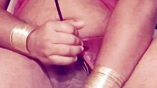 Mysterious Shemale in Sexy Dress Teases Solo Play