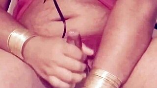 Mysterious Shemale in Sexy Dress Teases Solo Play