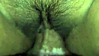 cum-covered latina wife hairy pussy lips drip in black panties!!