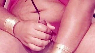 Mysterious Shemale in Sexy Dress Teases Solo Play