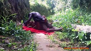 village ebony slut's pussy wrecked by big black cock missionary