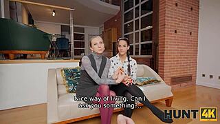 ever wonder what happens when you catch a shaved brunette seducing on the sofa?