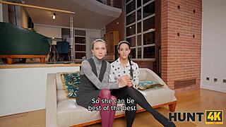 ever wonder what happens when you catch a shaved brunette seducing on the sofa?