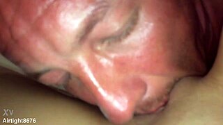 Daddy's Tongue Drives Deep into Tight Wet Pussy for Orgasm