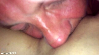 Daddy's Tongue Drives Deep into Tight Wet Pussy for Orgasm