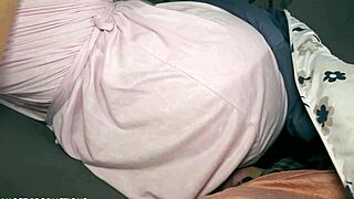 sharing this bed with my curvy big tit stepmom is getting steamy 😈 cum on her fat ass now