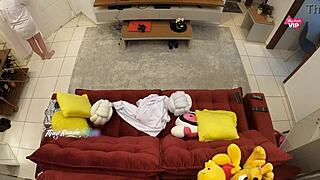 Hot wife craves delivery boy's cock creampie on sofa pure bliss