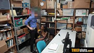 Busty ebony teen thief punished hard by perv officer