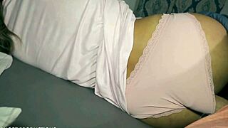 sharing this bed with my curvy big tit stepmom is getting steamy 😈 cum on her fat ass now