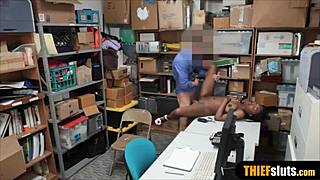 Busty ebony teen thief punished hard by perv officer