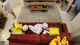 Hot wife craves delivery boy's cock creampie on sofa pure bliss