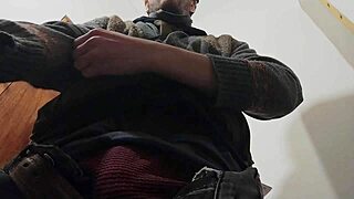 skinny amateur strokes monster cock in bathroom to the sound of rain outside