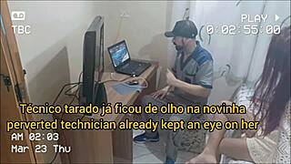 Safada Bends Over Without Panties for Net Technician's Cum on Ass After Hard Fuck