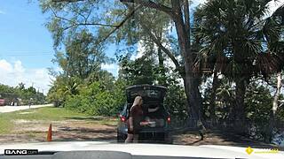 Thick Blonde Milf's Massive Tits Bounce as Roadside Guy Fucks Her Hard Publicly!