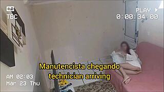 Safada Bends Over Without Panties for Net Technician's Cum on Ass After Hard Fuck