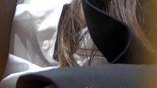 voyeur spies hairy japanese teen masturbating outdoors in uniform pantyhose