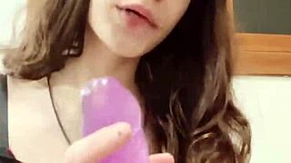 skinny italian dollcult teen sucks dildo craving real cock