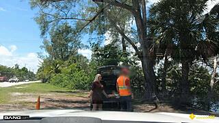 Thick Blonde Milf's Massive Tits Bounce as Roadside Guy Fucks Her Hard Publicly!