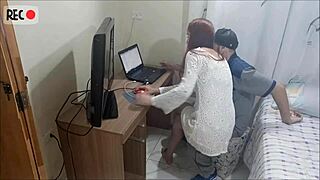 Safada Bends Over Without Panties for Net Technician's Cum on Ass After Hard Fuck