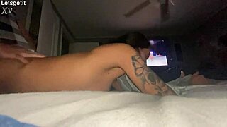 she bends over in garage taking hard doggystyle pounding