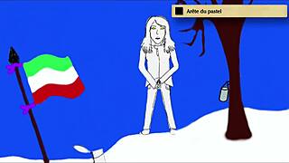 Art academy teen poses in home studio peeing standing with style