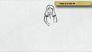 Art academy teen poses in home studio peeing standing with style