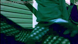 nighttime steps stretch reveals lattice-shadowed ass and legs in time-lapse glow