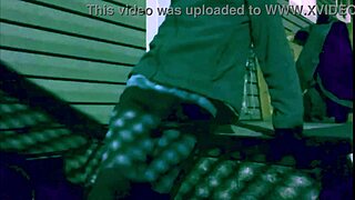 nighttime steps stretch reveals lattice-shadowed ass and legs in time-lapse glow