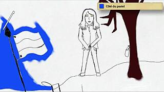 Art academy teen poses in home studio peeing standing with style