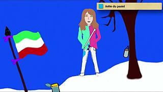 Art academy teen poses in home studio peeing standing with style