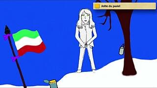 Art academy teen poses in home studio peeing standing with style