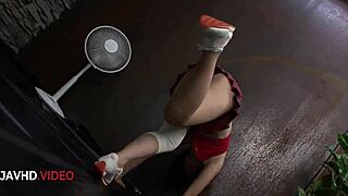 sporty japanese babe with big tits goes wild from intense oral fingering orgasm