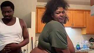 big ass milf moans on monster cock in kitchen quickie cumshot