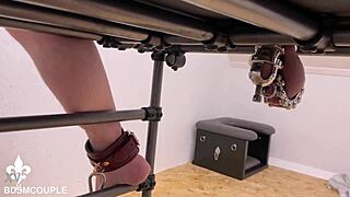 BONDAGE SLAVE IN CAGE WAITS FOR ANAL FISTING PUNISHMENT AND GAPE FROM FEMDOM WHORE