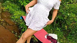 barefoot milf hikes dress doggystyle flashing panty-free big ass outdoors