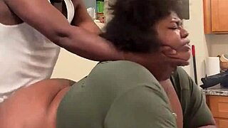 big ass milf moans on monster cock in kitchen quickie cumshot