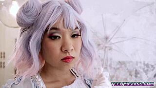 Sexy Asian Cutie Kimmy Kim Deepthroats Daddy David Lee in Cosplay Massage Fuck Positions