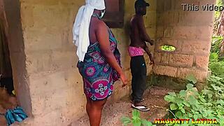 Quickie with BBW Naughty Step Mom Bent Over Big Ass Backyard Pussy Wet