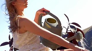 jillian janson fingers her natural tits pussy to cum outdoors in nature