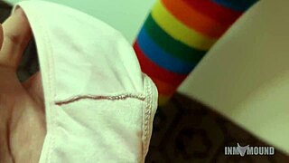 She rubs her big wet pussy through dirty panties getting soaked for a fan to sniff