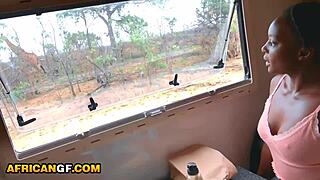 black babe's big ass takes white monster cock anal in van