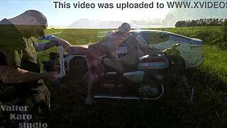 hot pearl gags on big cock deepthroat then takes rough assfucking by biker outdoors