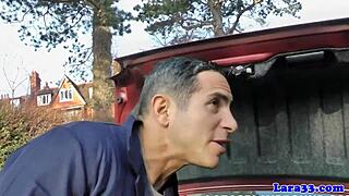 cheeky plumber pipes english milf bent over in stockings and heels