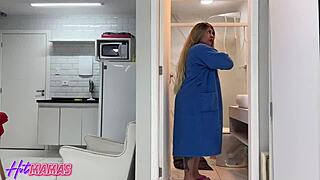 hey milf samira summer's huge clit pussy gets licked fucked by two young guys in hot bath menage