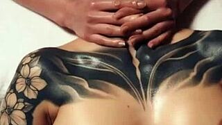 Tattooed Skin Receives Intense Doctor Massage Therapy