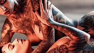 Tattooed Skin Receives Intense Doctor Massage Therapy