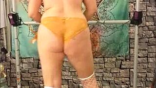 Steffi hotwife strips teasingly plays with her wet spot