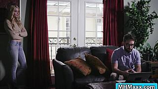 kenna james sneaks a deep kiss on her sneaky voyeur then throats big cock 💋🍆