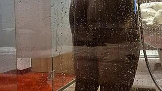 budapest shower tease with hung amateur star part 1