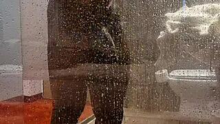 budapest shower tease with hung amateur star part 1